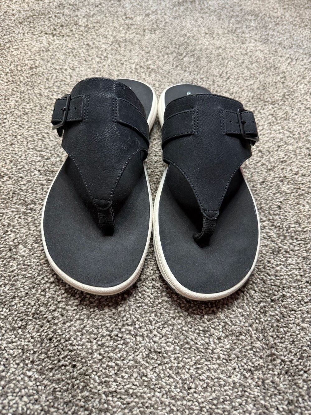 Time and Tru Black Thong Sandals with Buckle Size 9